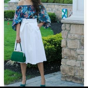 Eva mendes paperbag waist midi skirt with belt